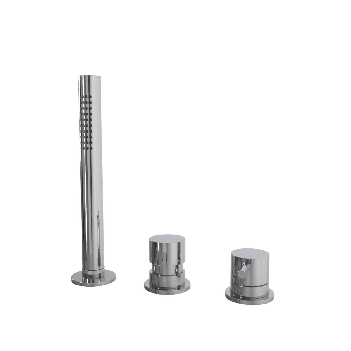 Two-way deck mounted bathtub mixer with extractable hand shower