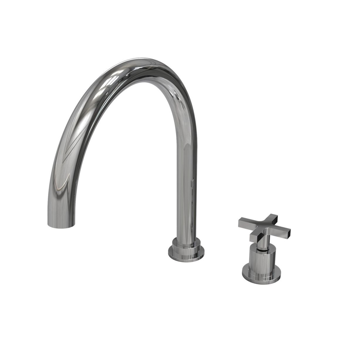 Two-hole progressive kitchen mixer with swivel U spout, extractable hose and Cruz handle
