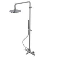 Three-way thermostatic bathtub mixer with column, spout, 250 mm head shower and hand shower - new version, afbeelding 2