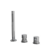 Two-way deck mounted bathtub mixer with extractable hand shower