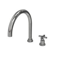 Two-hole progressive kitchen mixer with swivel U spout, extractable hose and Cruz handle