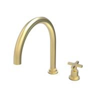 Two-hole progressive kitchen mixer with swivel U spout, extractable hose and Cruz handle, imagem 3