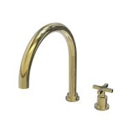 Two-hole progressive kitchen mixer with swivel U spout, extractable hose and Cruz handle, imagem 4