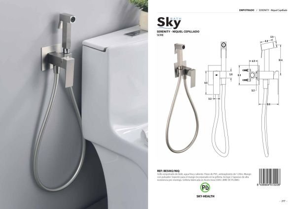 Grifo empotrado de bidé Serenity Níquel Cepillado