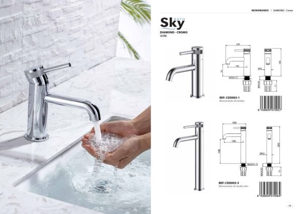 Monomando de lavabo Diamond Cromo