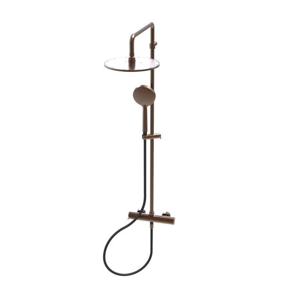 Two-way thermostatic shower mixer with column, 300 mm head shower and hand shower - new version